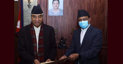 मीनेन्द्र रिजालको राजीनामा स्वीकृत, रक्षामन्त्रीको जिम्मेवारी प्रधानमन्त्री देउवाले लिए