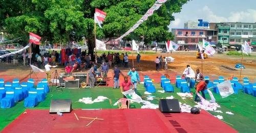 भरतपुरमा सत्ता गठबन्धनले गर्ने चुनावी सभा स्थल तयार