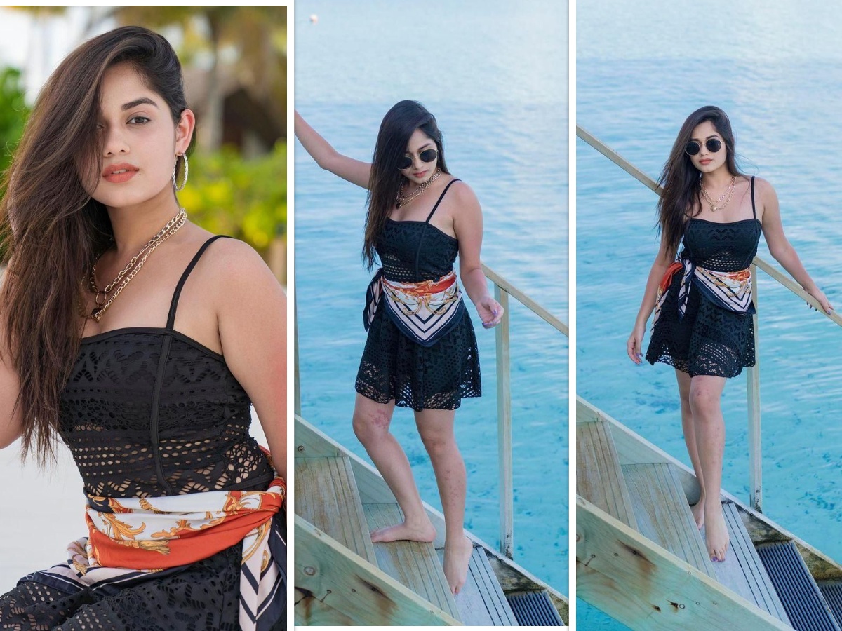 कालो सर्ट ड्रेसमा जन्नत जुबैरको किलर लुक