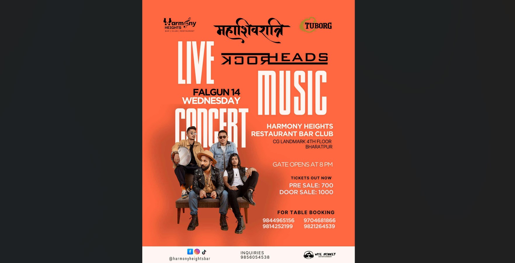 रक ब्याण्ड ‘रक हेड नेपाल’ ले भरतपुरमा प्रस्तुति दिने